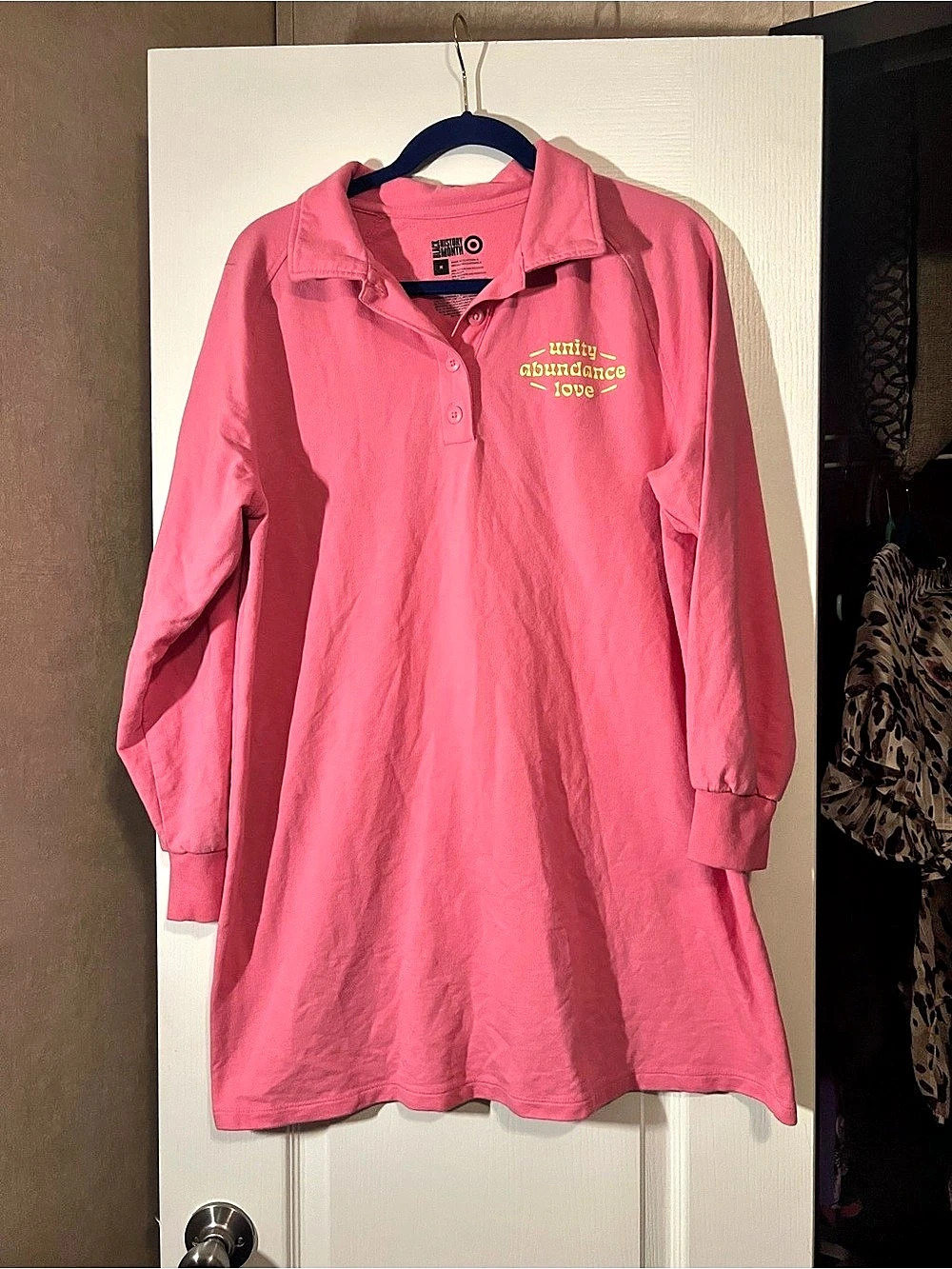 Black History Month Long Sleeve Mini Dress in Pink Size Medium